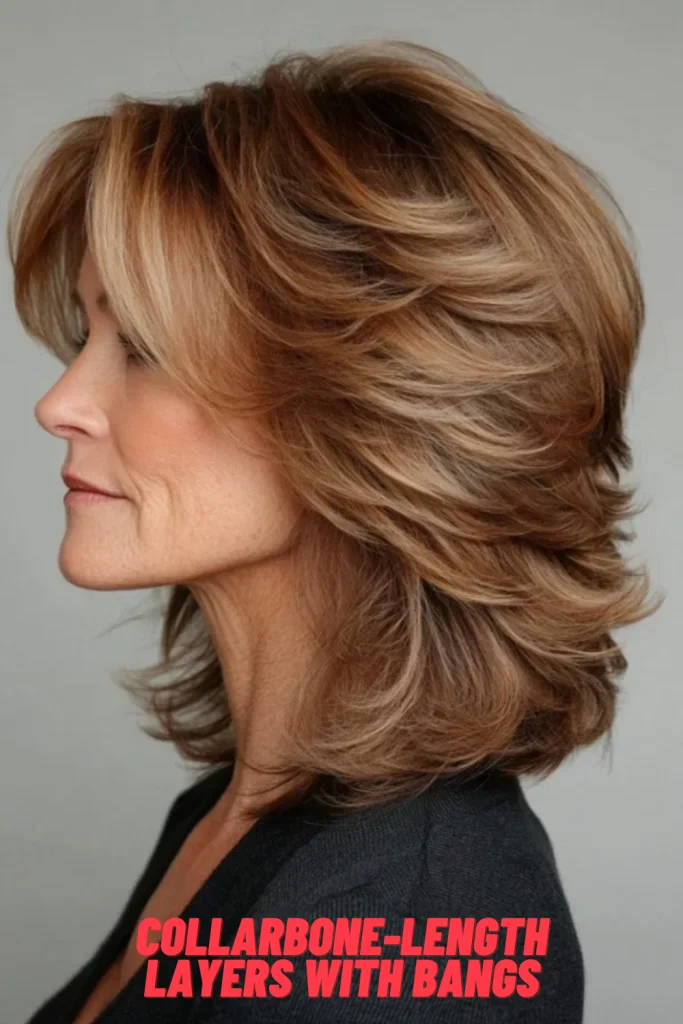 Collarbone-Length Layers with Bangs