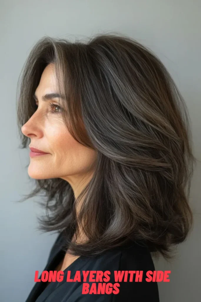  Long Layers with Side Bangs