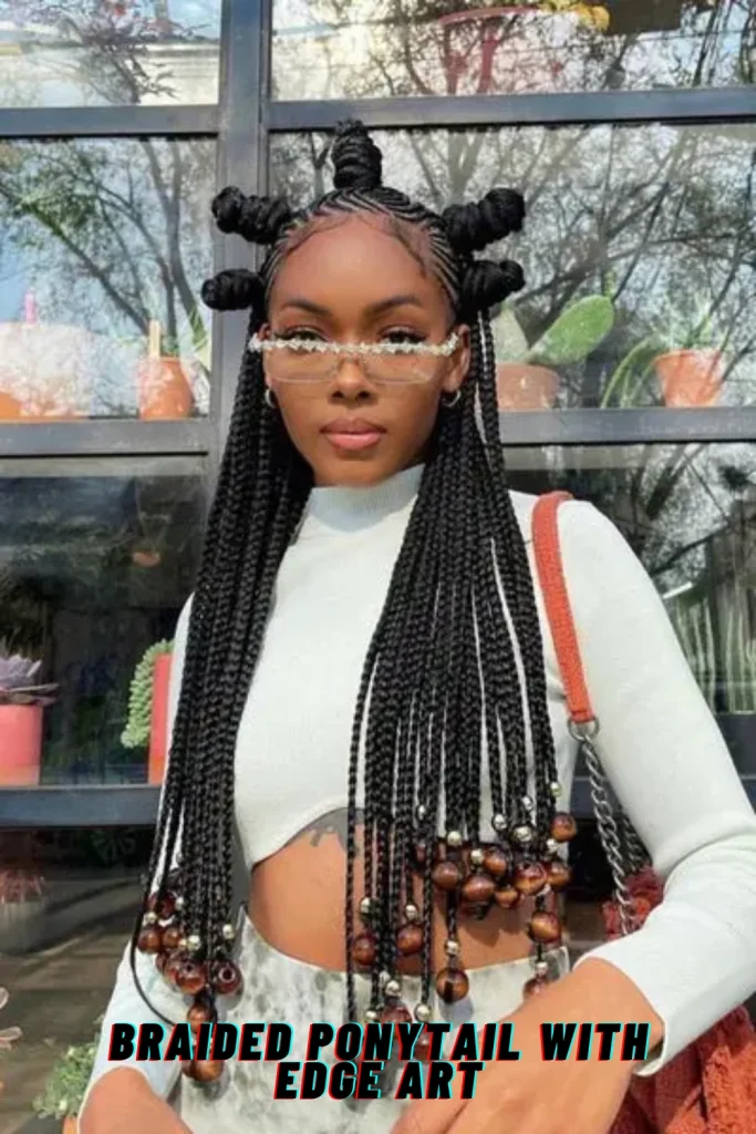 Braided Ponytail with Edge Art