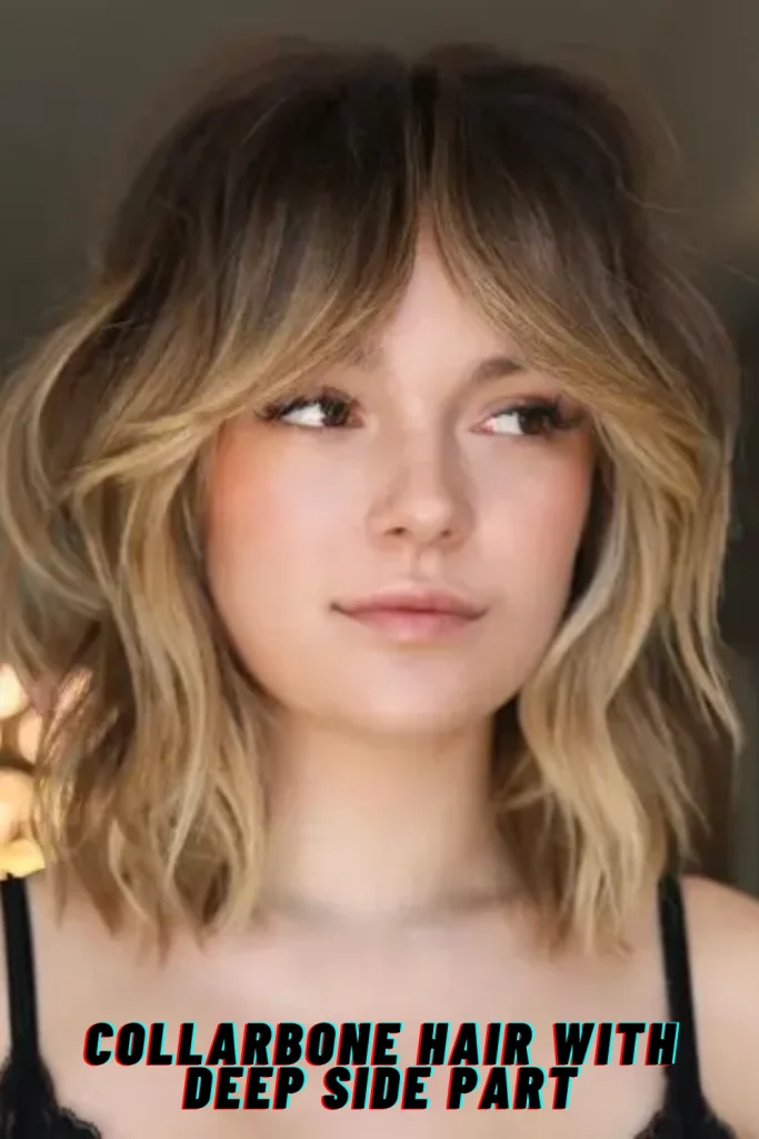Collarbone Hair with Deep Side Part