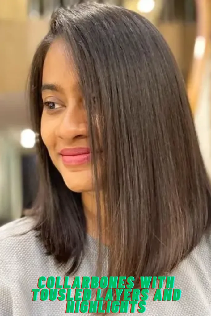 Collarbones with Tousled Layers and Highlights