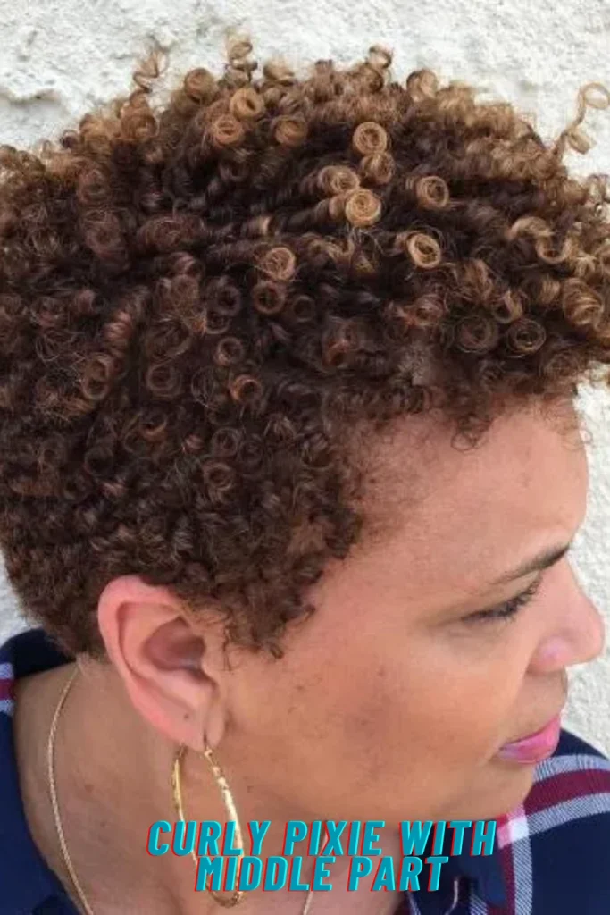 Curly Pixie with Middle Part