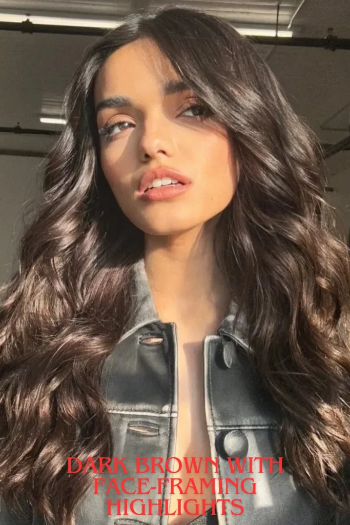Dark Brown with Face-Framing Highlights