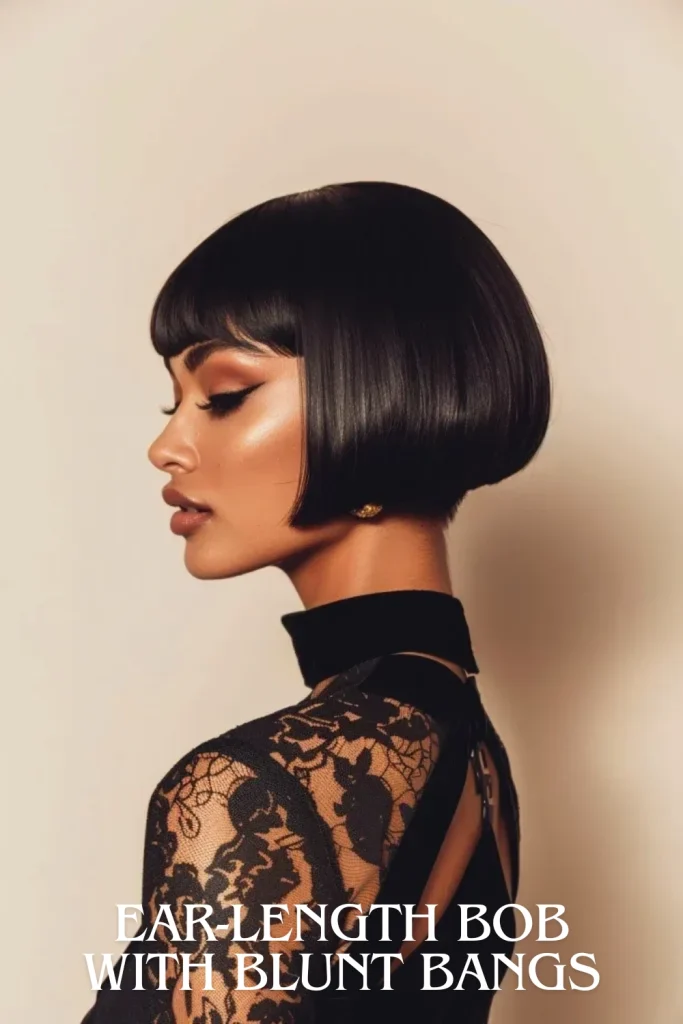 Ear-Length Bob with Blunt Bangs