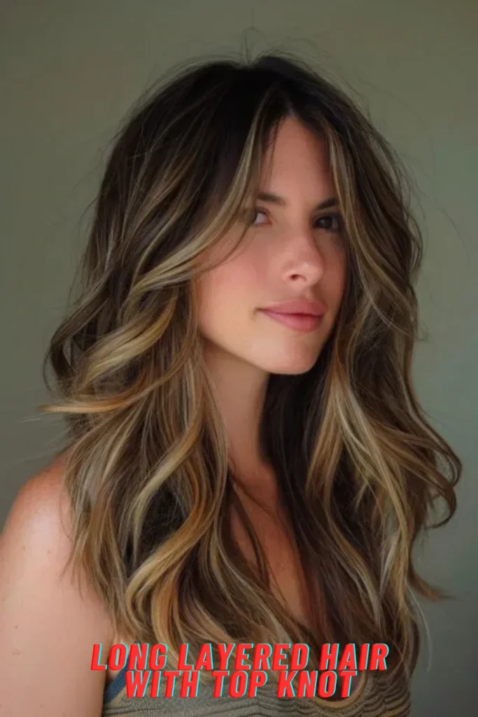 Long Layered Hair with Top Knot
