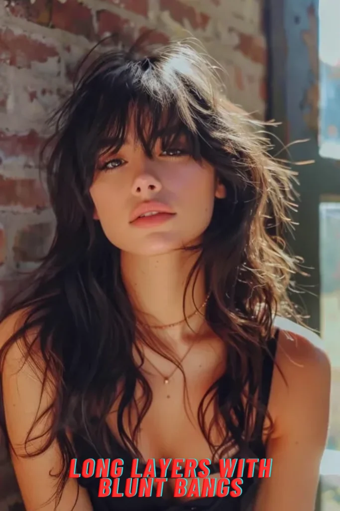 Long Layers with Blunt Bangs