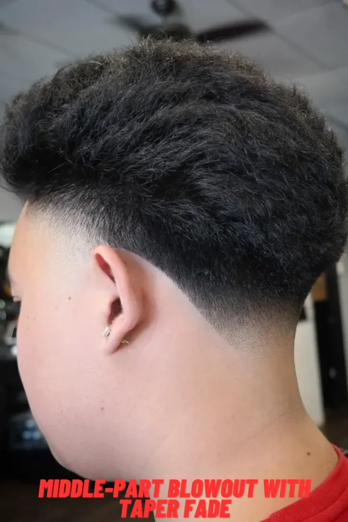 Middle-Part Blowout with Taper Fade