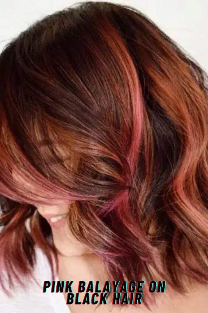 Pink Balayage on Black Hair