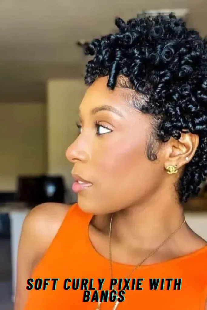 Soft Curly Pixie with Bangs