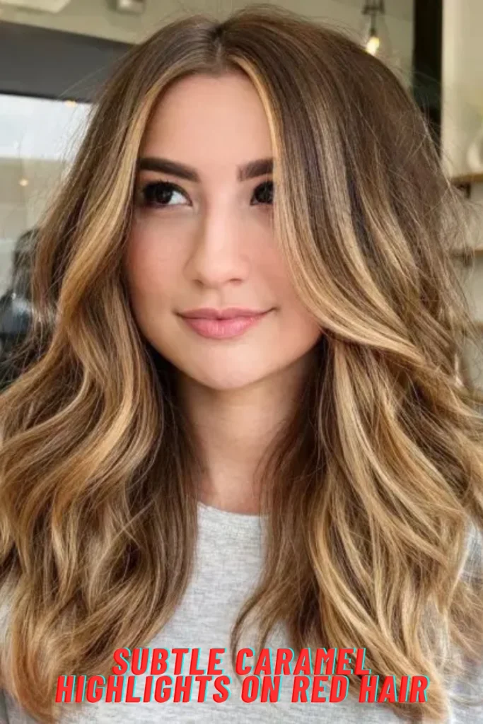 Subtle Caramel Highlights on Red Hair