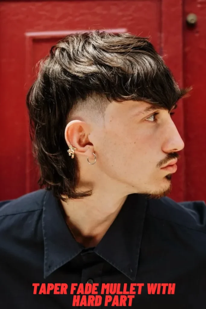 Taper Fade Mullet with Hard Part