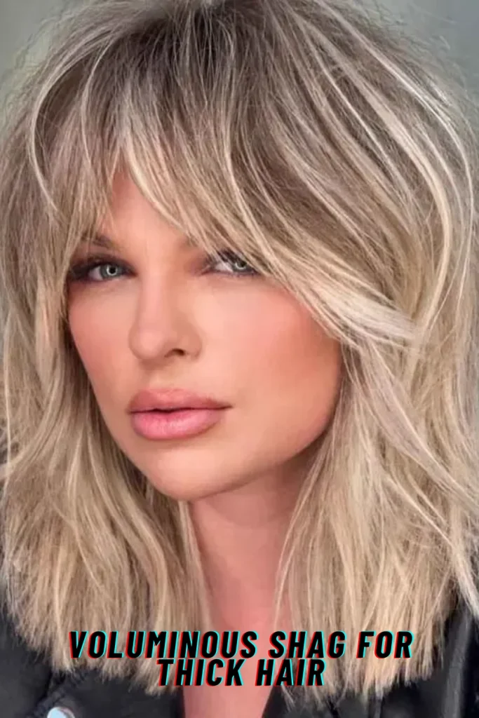 Voluminous Shag for Thick Hair