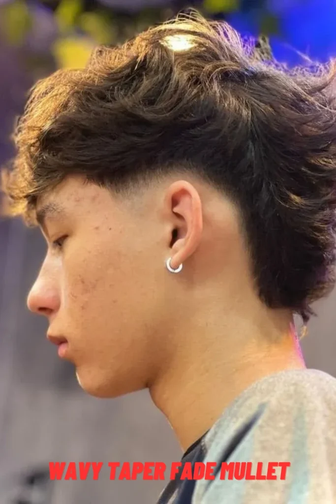 Wavy Taper Fade Mullet
