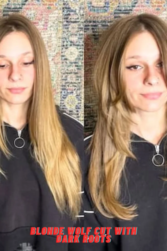 Blonde Wolf Cut with Dark Roots