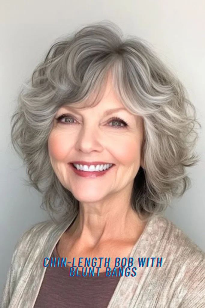 Chin-Length Bob with Blunt Bangs