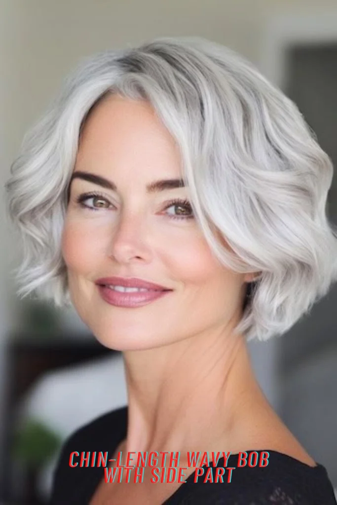 Chin-Length Wavy Bob with Side Part