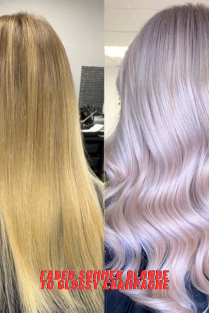 Faded Summer Blonde to Glossy Champagne
