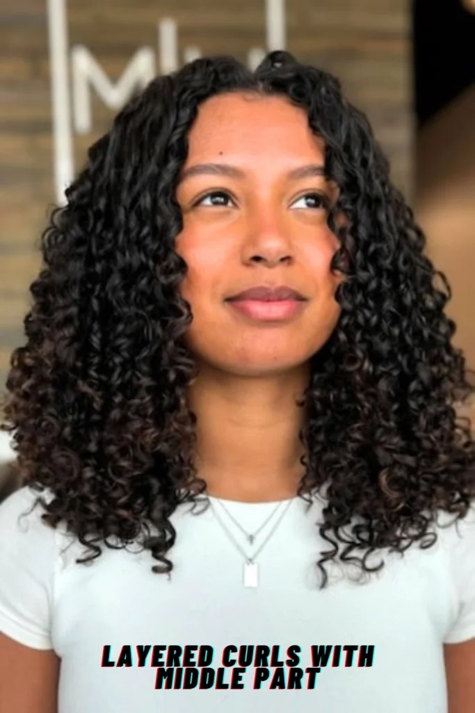 Layered Curls with Middle Part