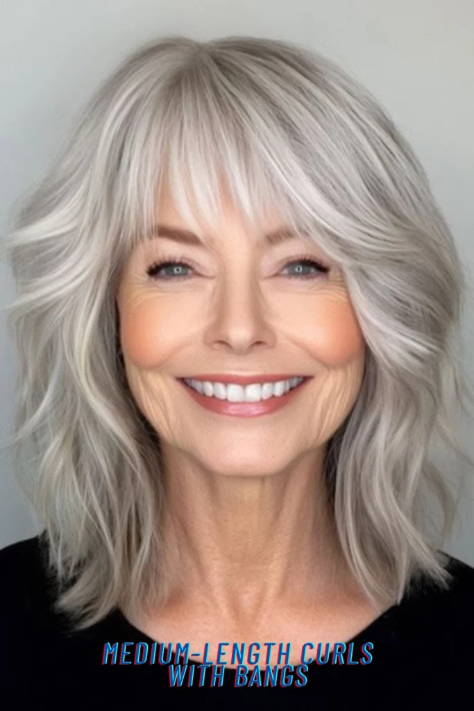 Medium-Length Curls with Bangs