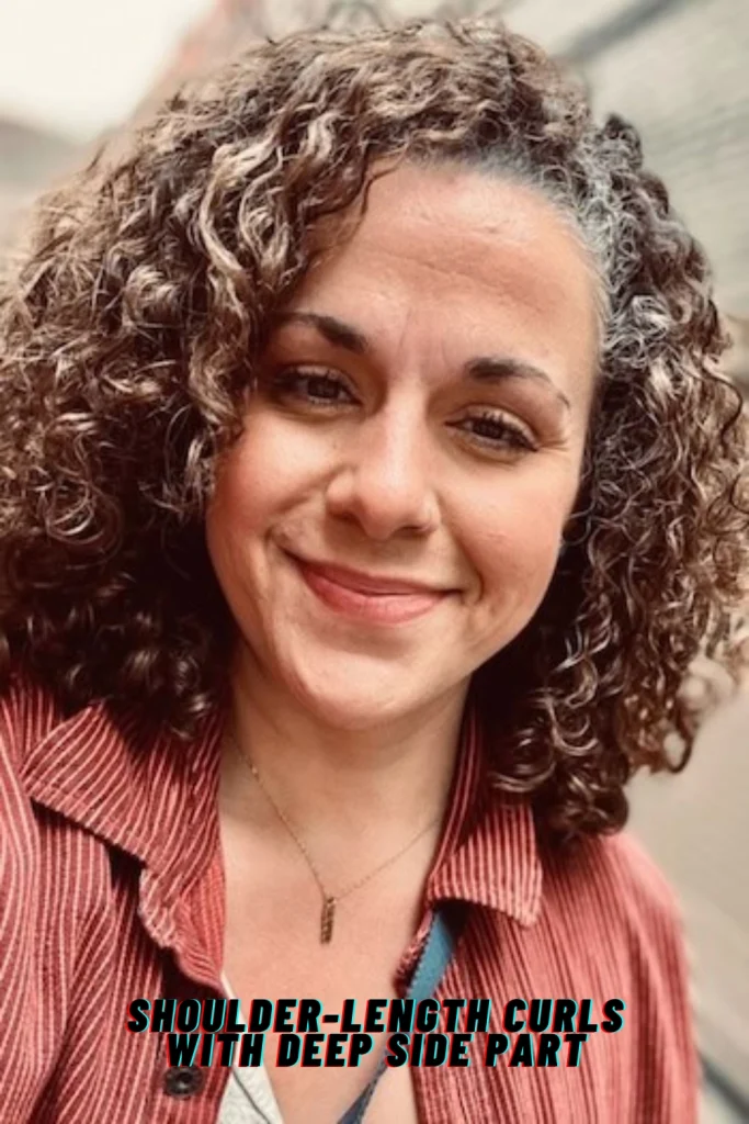 Shoulder-Length Curls with Deep Side Part