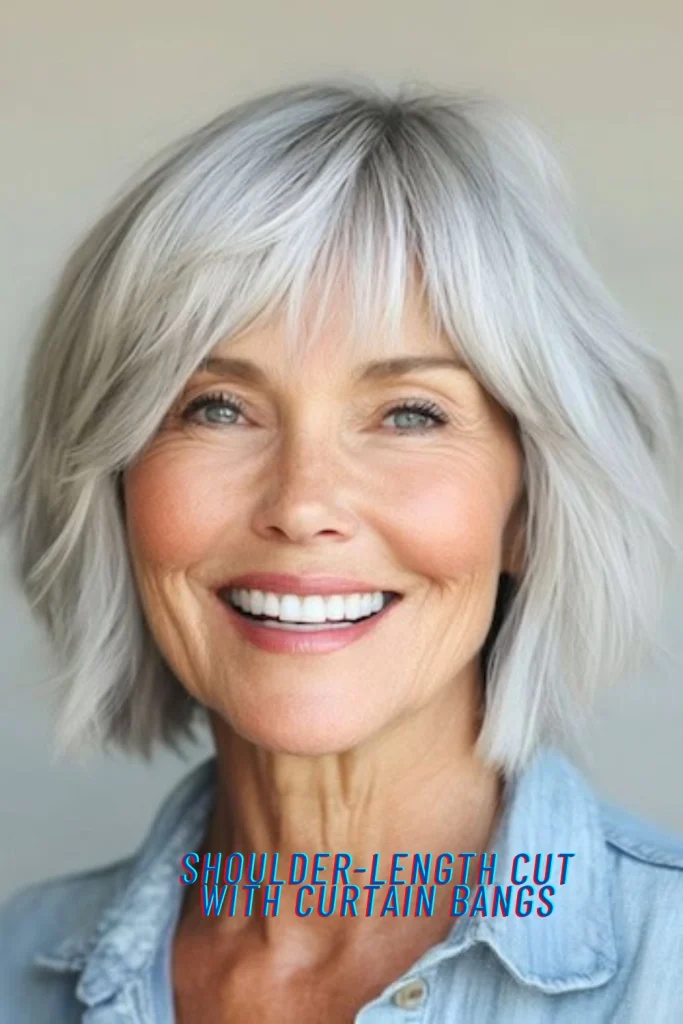 Shoulder-Length Cut with Curtain Bangs