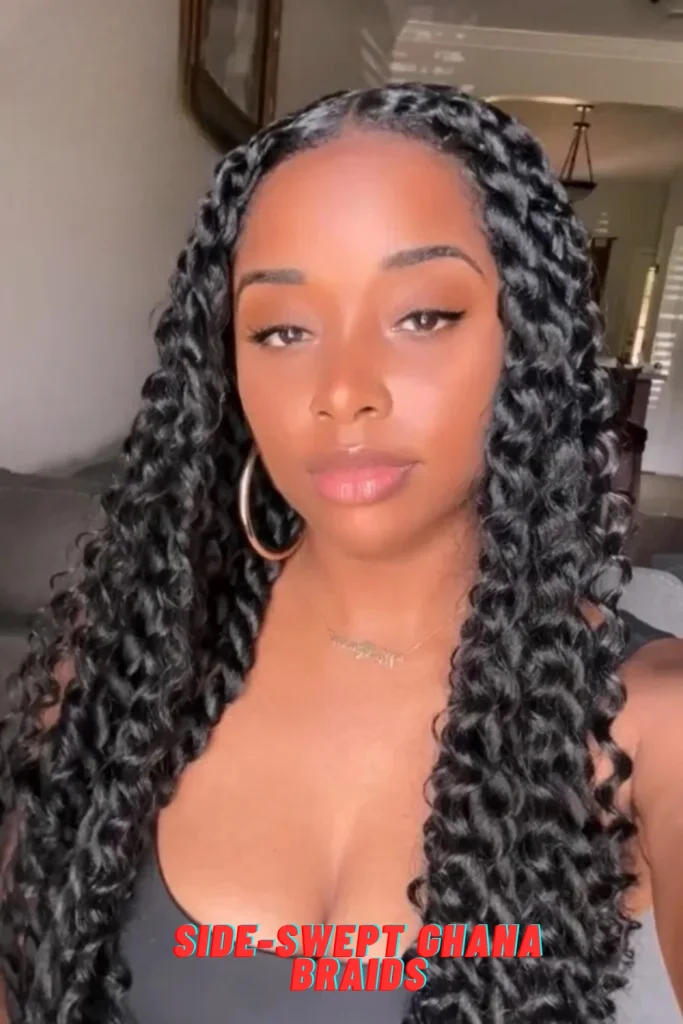 Side-Swept Ghana Braids