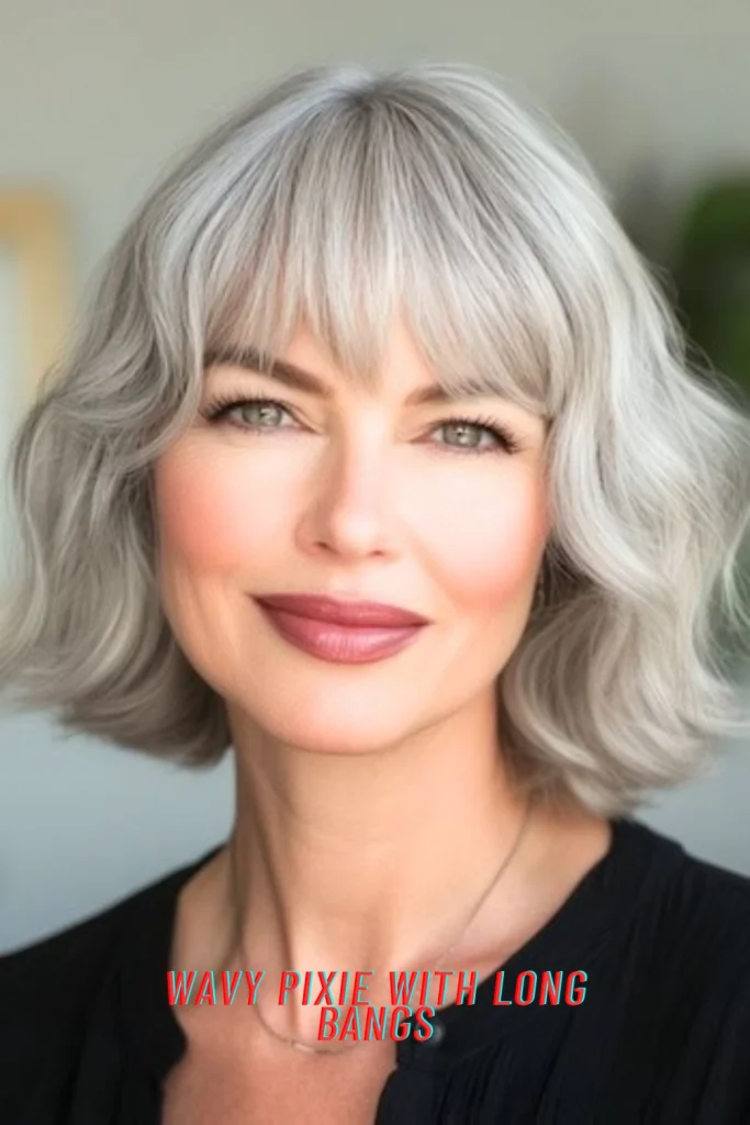Wavy Pixie with Long Bangs