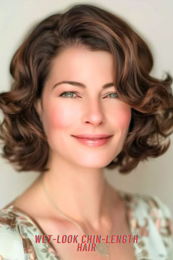 Wet-Look Chin-Length Hair