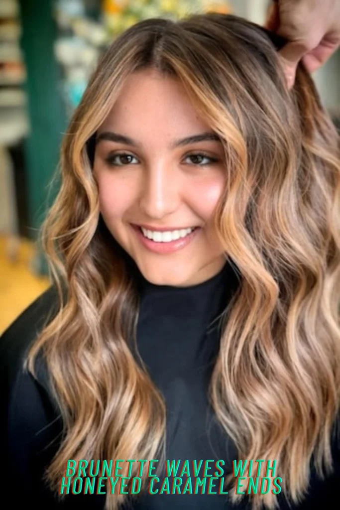 Brunette Waves with Honeyed Caramel Ends
