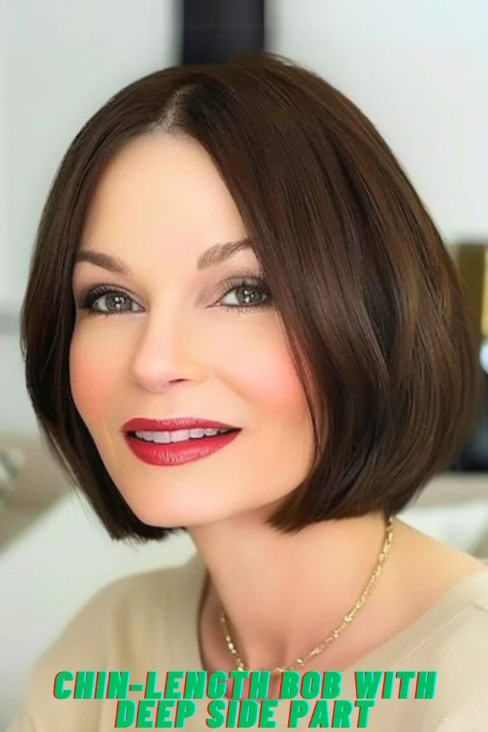Chin-Length Bob with Deep Side Part