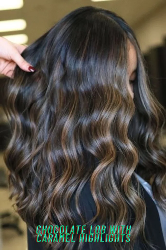 Chocolate Lob with Caramel Highlights
