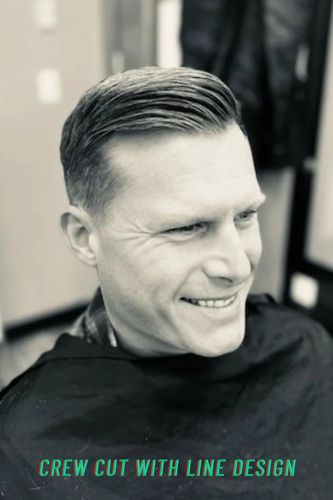 Crew Cut with Line Design