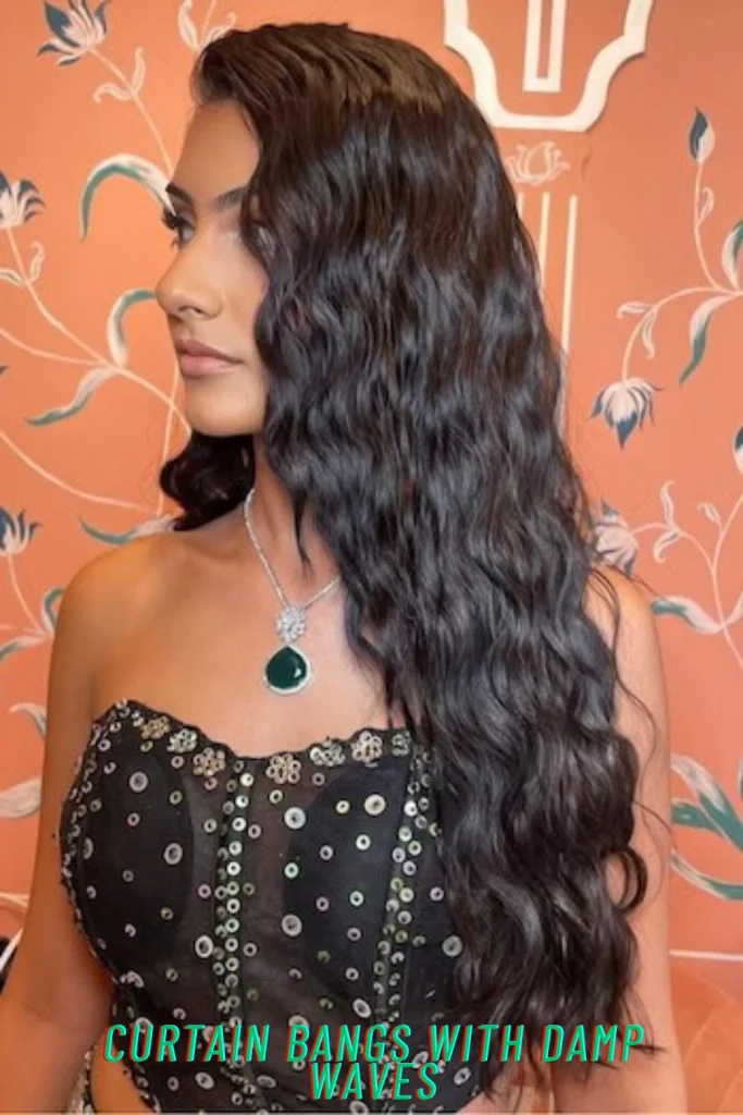Curtain Bangs With Damp Waves