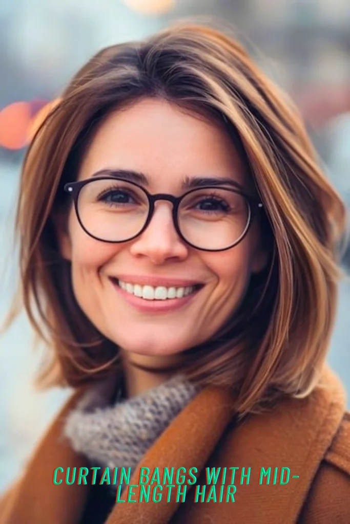 Curtain Bangs with Mid-Length Hair