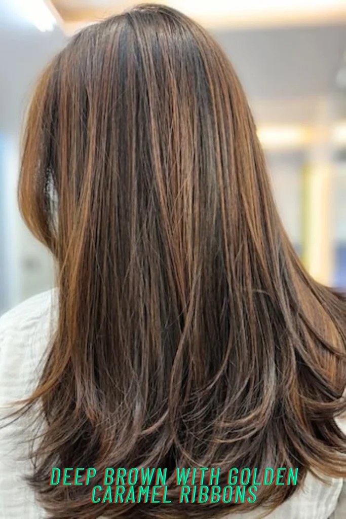 Deep Brown with Golden Caramel Ribbons
