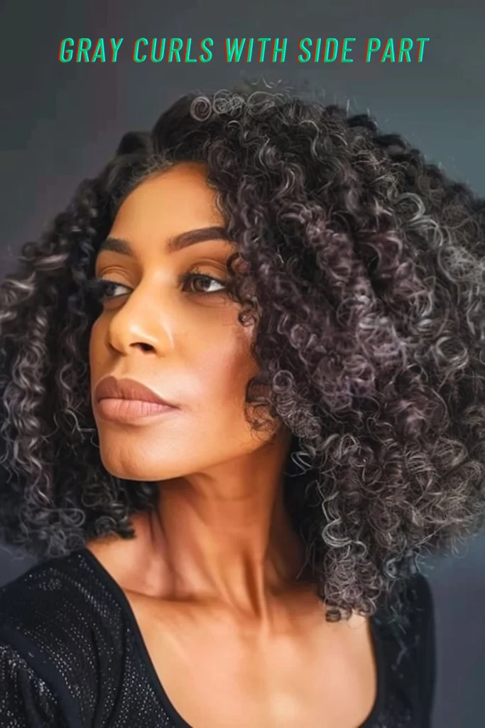 Gray Curls with Side Part