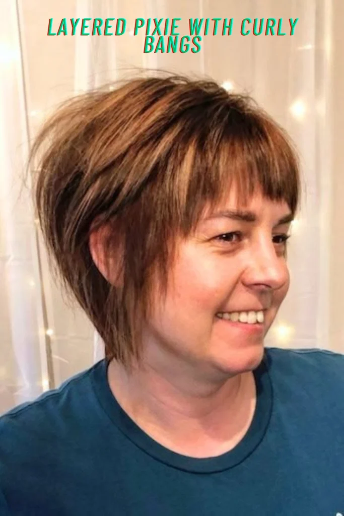 Layered Pixie with Curly Bangs
