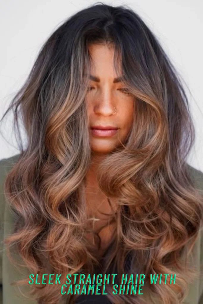 Sleek Straight Hair with Caramel Shine