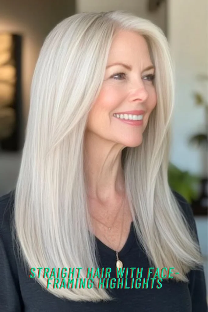 Straight Hair with Face-Framing Highlights