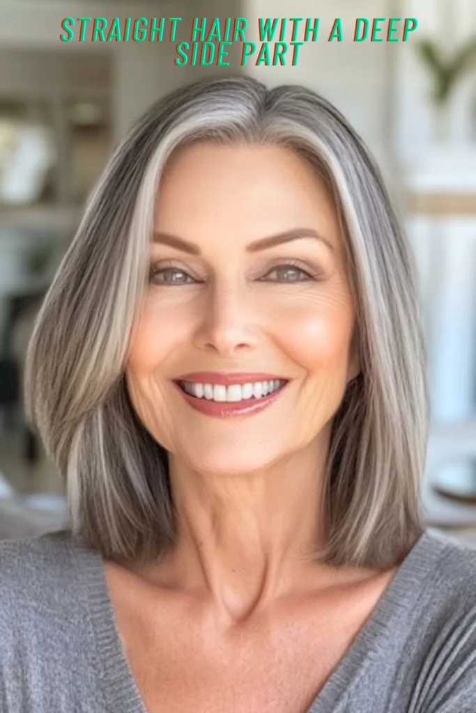 Straight Hair with a Deep Side Part