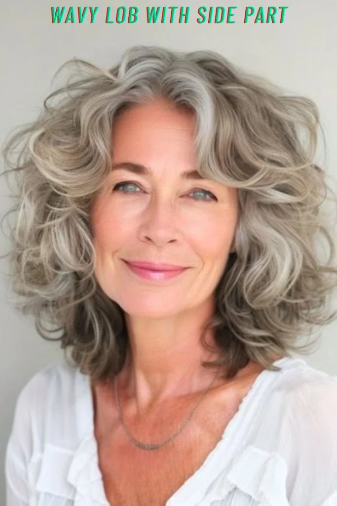 Wavy Lob With Side Part