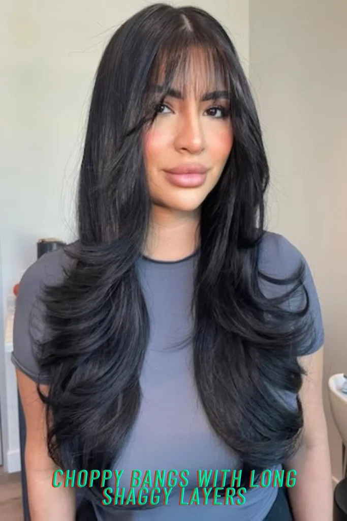 Choppy Bangs with Long Shaggy Layers