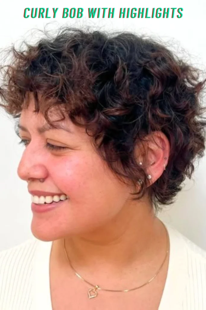 Curly Bob with Highlights