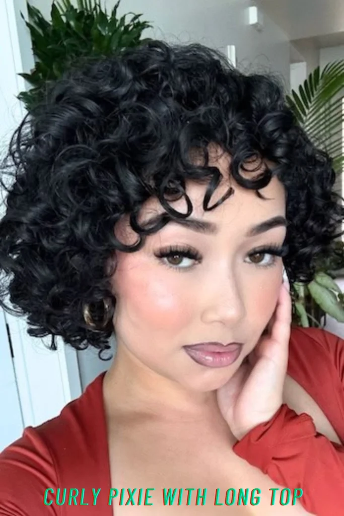 Curly Pixie with Long Top