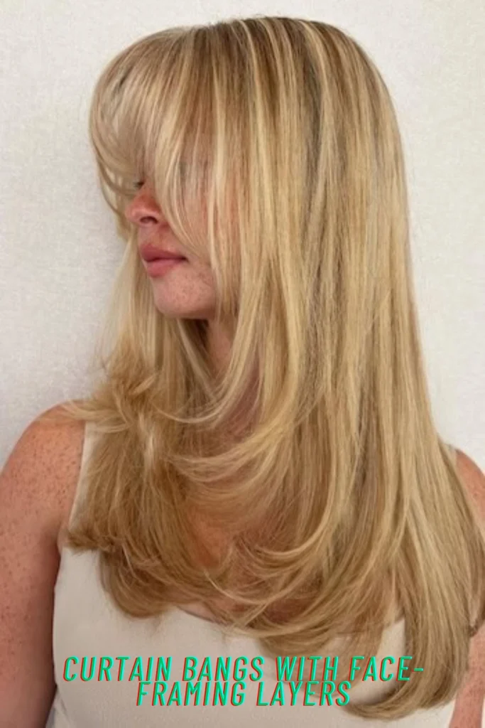Curtain Bangs with Face-Framing Layers