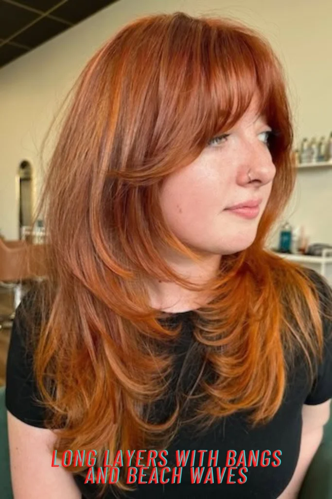 Long Layers with Bangs and Beach Waves