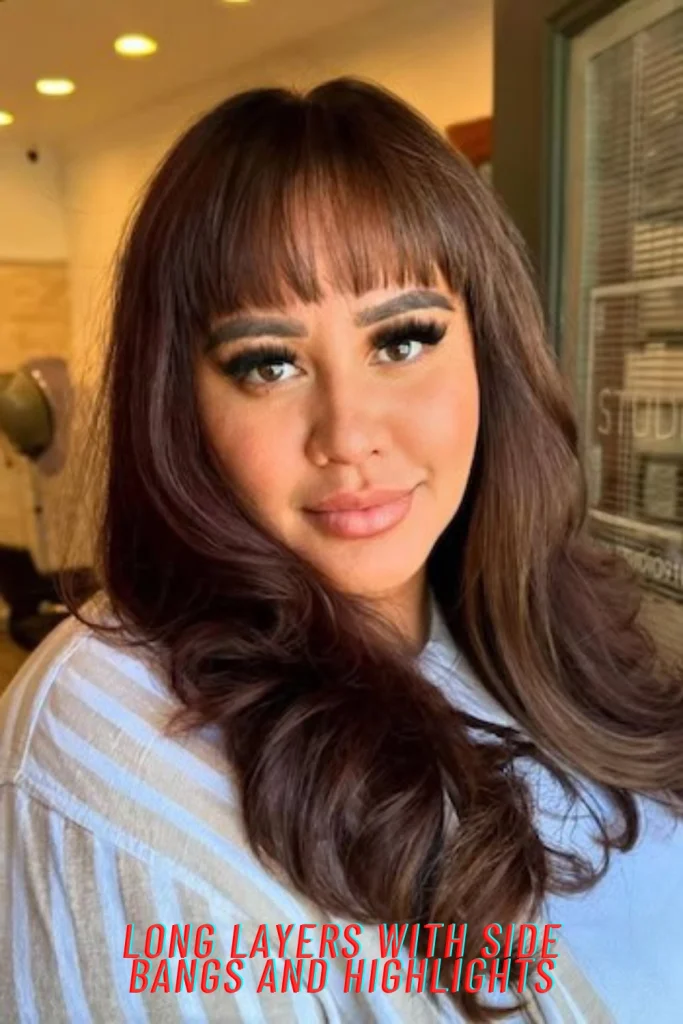 Long Layers with Side Bangs and Highlights