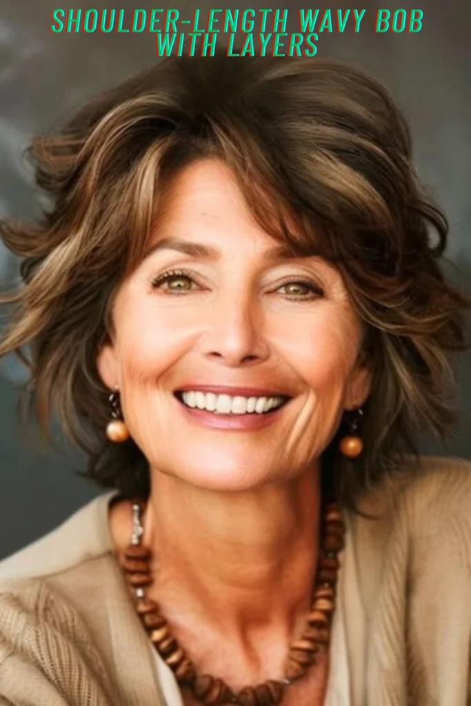 Shoulder-Length Wavy Bob With Layers